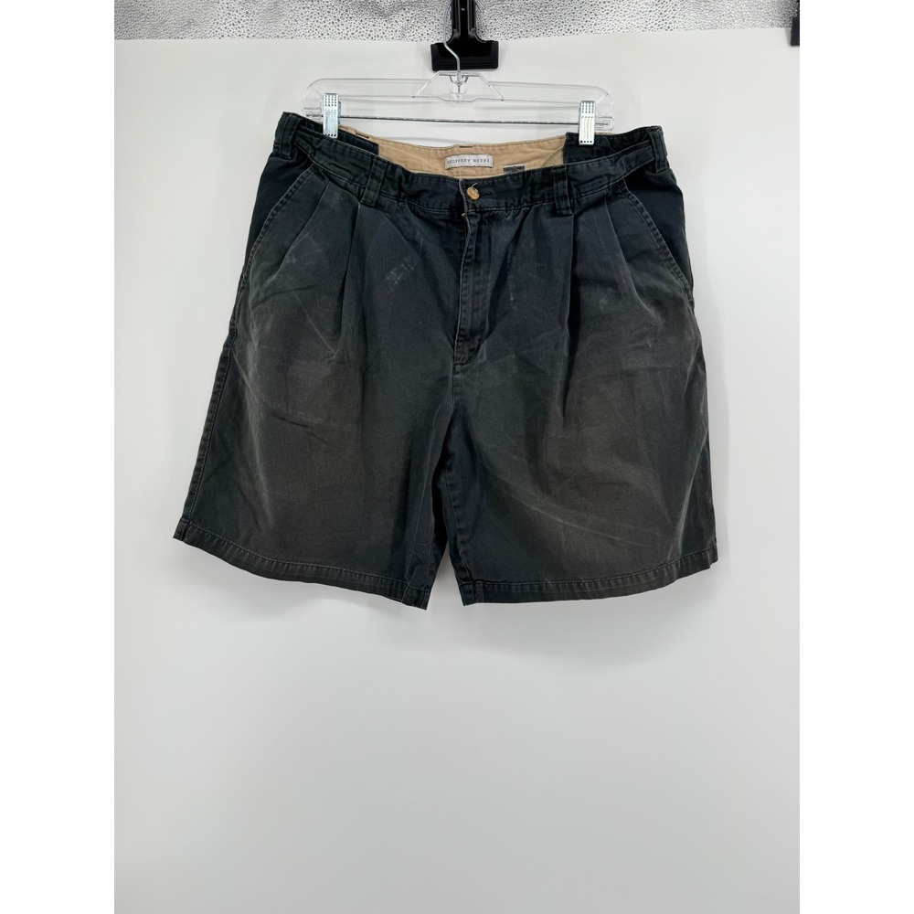 Geoffrey Beene Mens Pleated Chino Shorts Faded Black Cotton Twill Casual 38